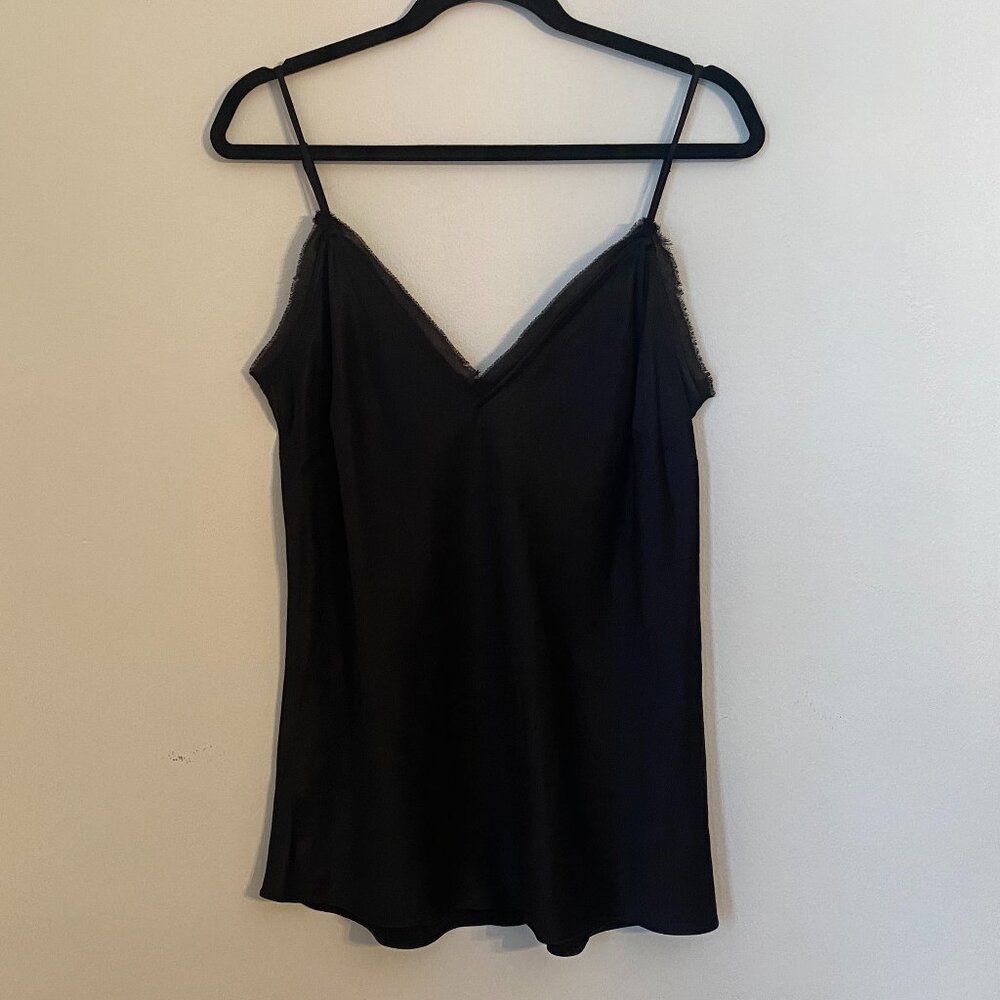 Frame Denim Satin Lounge Tank in Noir Black Size Large - Picture 3 of 7
